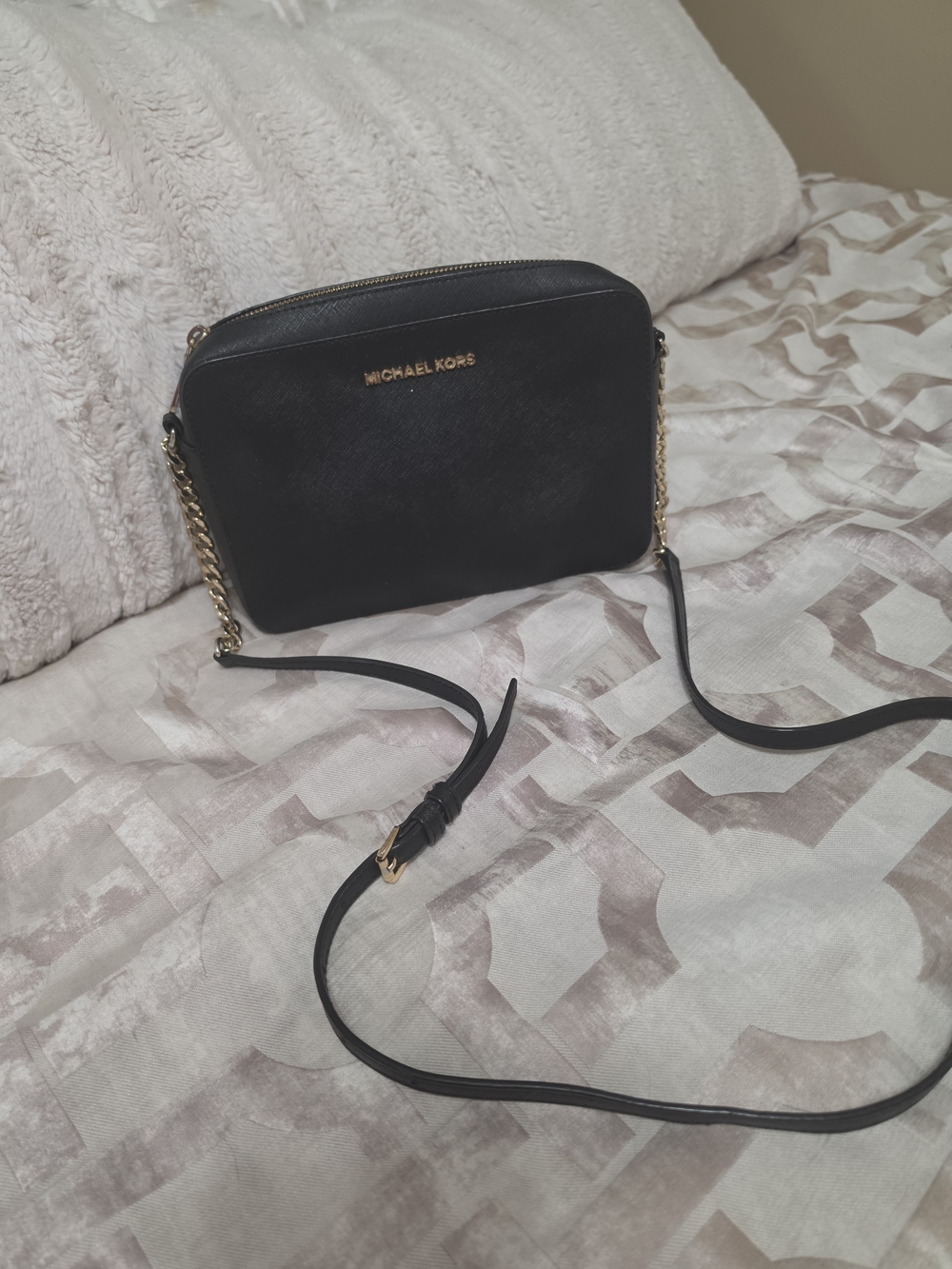 Michael Kors Black Crossbody Bag with Gold Chain